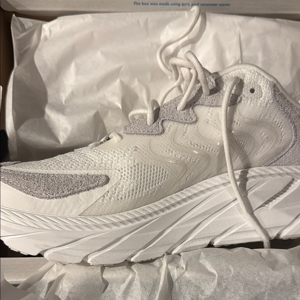 Hoka White and Gray Sneakers with Streamlined Design